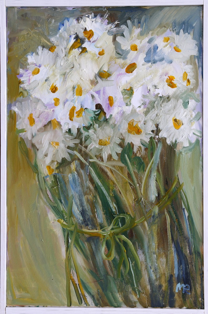 Margaretki – olej na płótnie, 60 x 40 cm, 2020