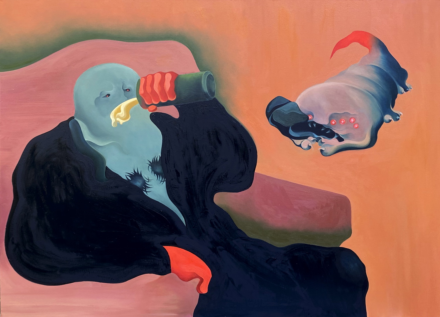 Agata Knapik, Piwo to jego paliwo, olej, płótno, 120x90cm, 2023